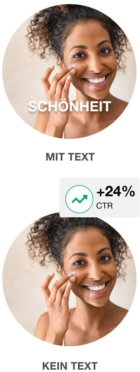 mit text vs kein text mobile